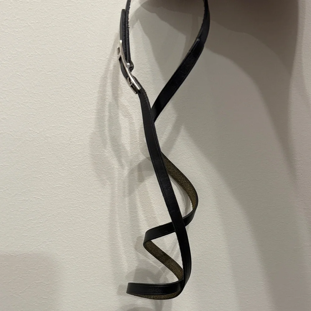 Hermes Black Leather Wrap Bracelet or choker with Silver Clasp